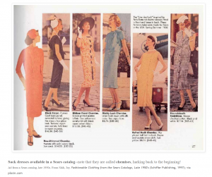 Page from 1950s Sears catalog of women's sack dresses