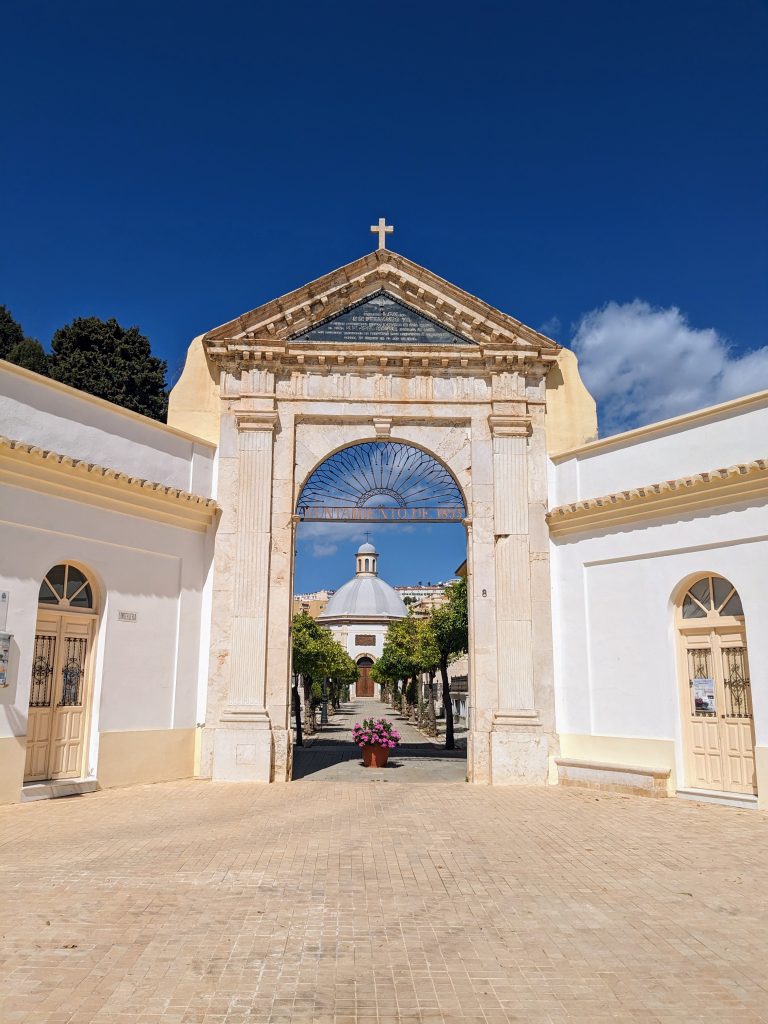 Entrance to San Miguel Cemetery in Malaga, Spain
