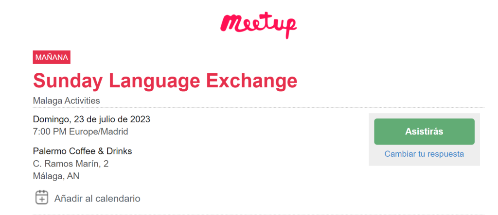 Notification for a language exchange meetup
