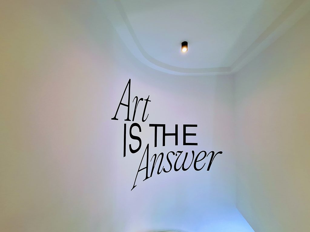 Lettering on museum wall that say Art is the Answer