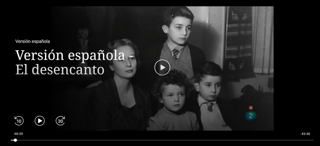 Still image showing woman and her three small sons from the documentary El Desencanto