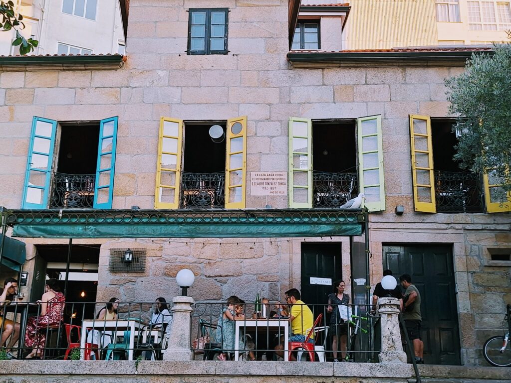 Cafe in the historic center of Pontevedra, Spain