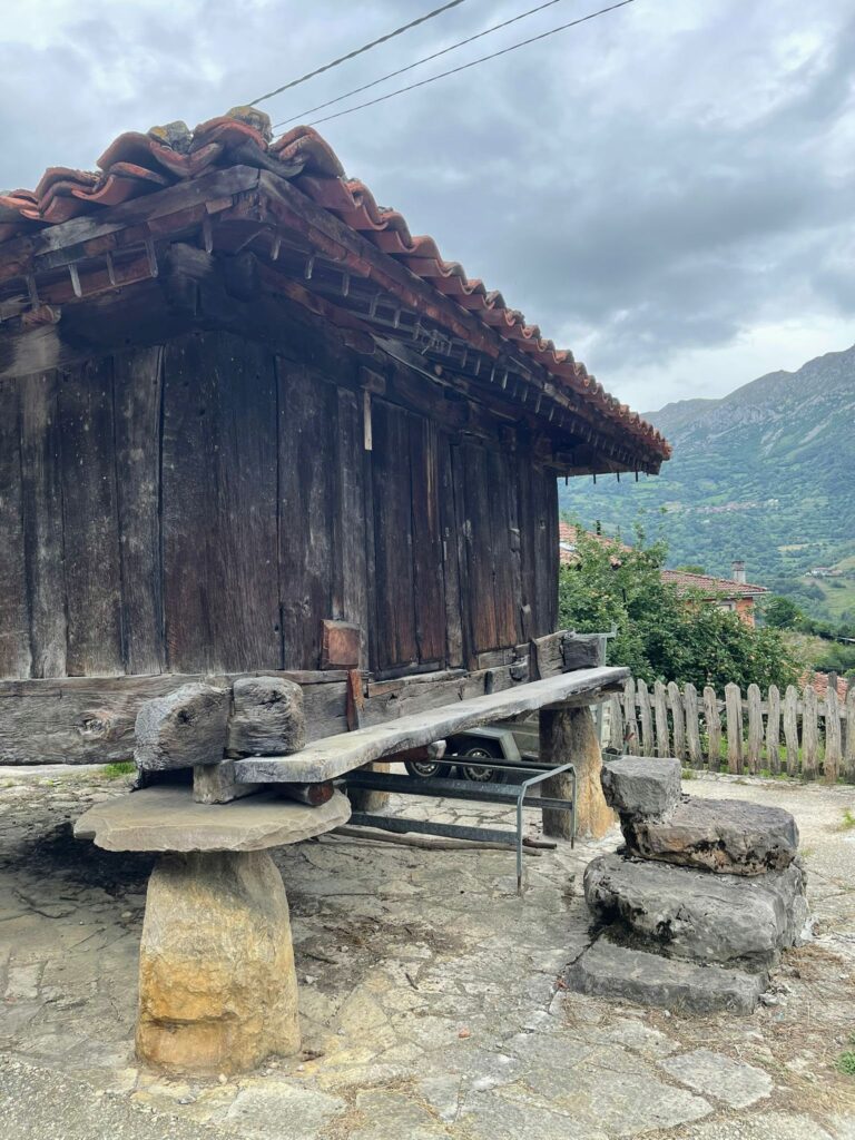 A horreo for storing grain in Asturias, Spain