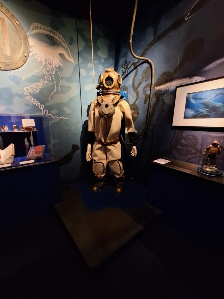 Display of deep-sea diver in the Jules Verne Museum in Nantes, France